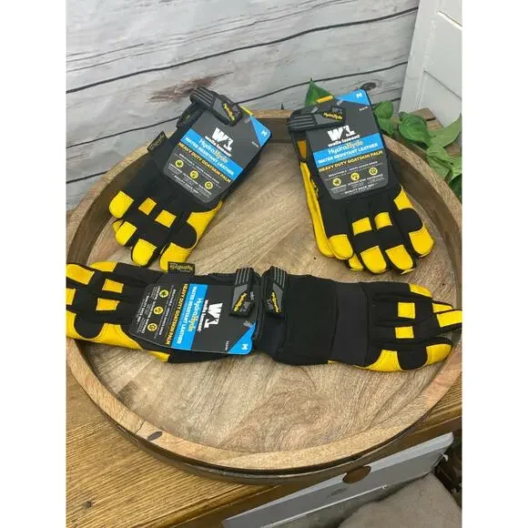 3 Pack Wells Lamont HydraHyde Heavy Duty Water Resistant Leather Work Gloves M - Picture 6 of 8